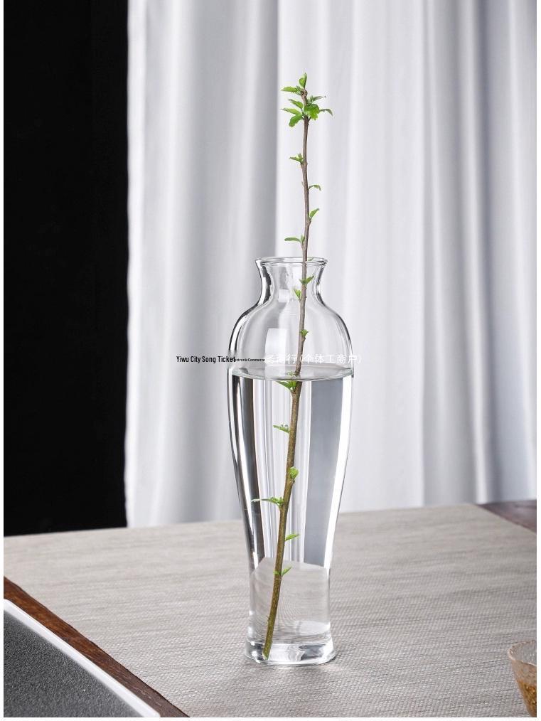 Zen Transparent Glass Vase for Hydroponic Plants and Small Mouth Flower Arrangements