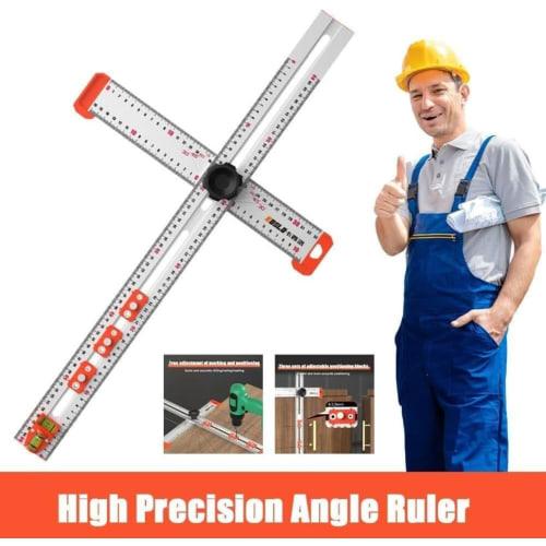 Woodworking Multi-function 2-in-1 Punching Positioning Ruler Combination Angle Ruler T-Shaped Ruler Handle Punching Positioning
