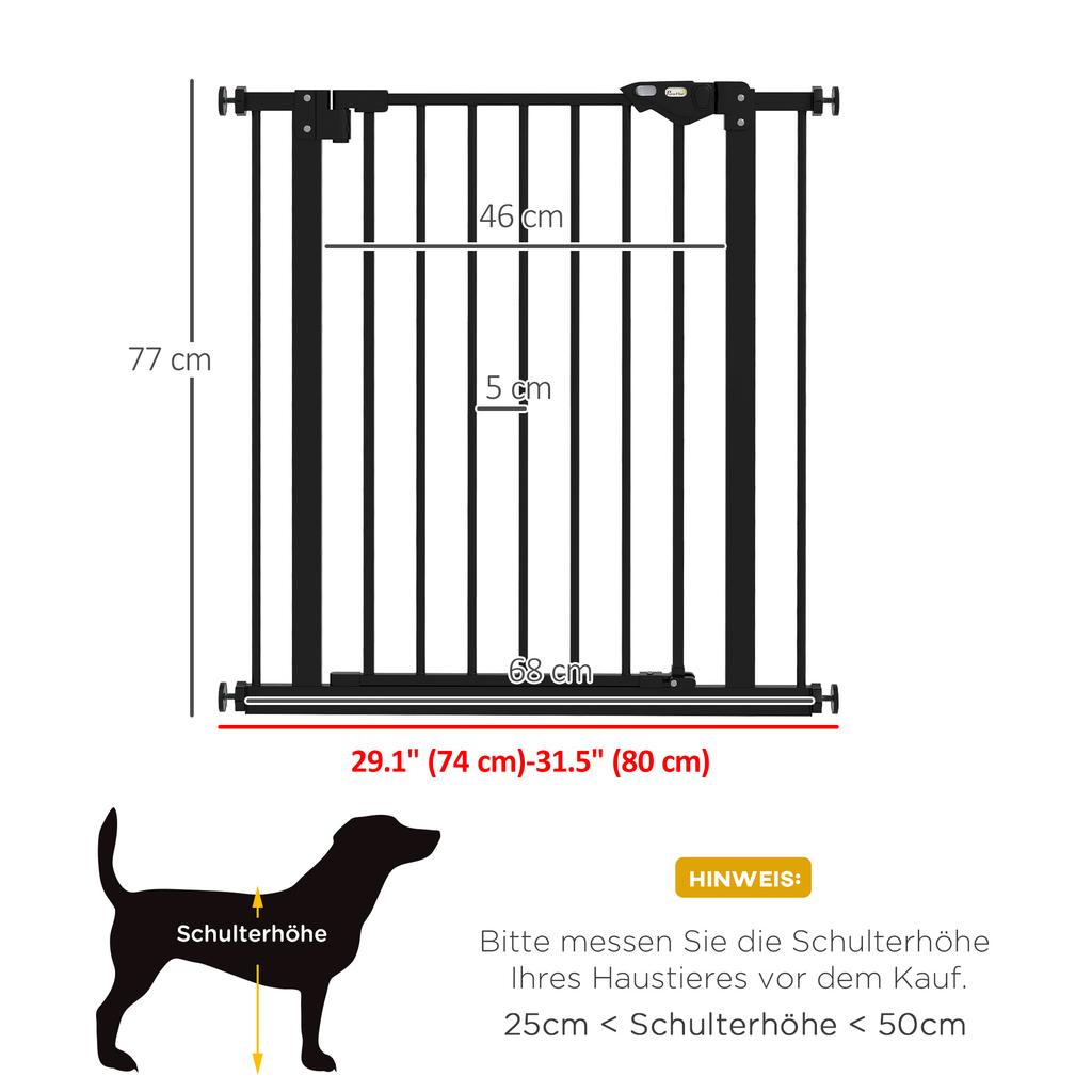 Adjustable Safety Gate W/ One Extensions, Four Adjustable Screws, Black
