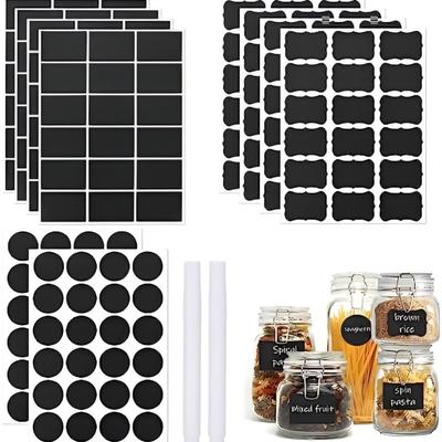 Chalkboard Labels - 180pcs Waterproof Reusable Blackboard Stickers with 2 Free Erasable White Chalk Marker, Mini Decorative Chalk Labels
