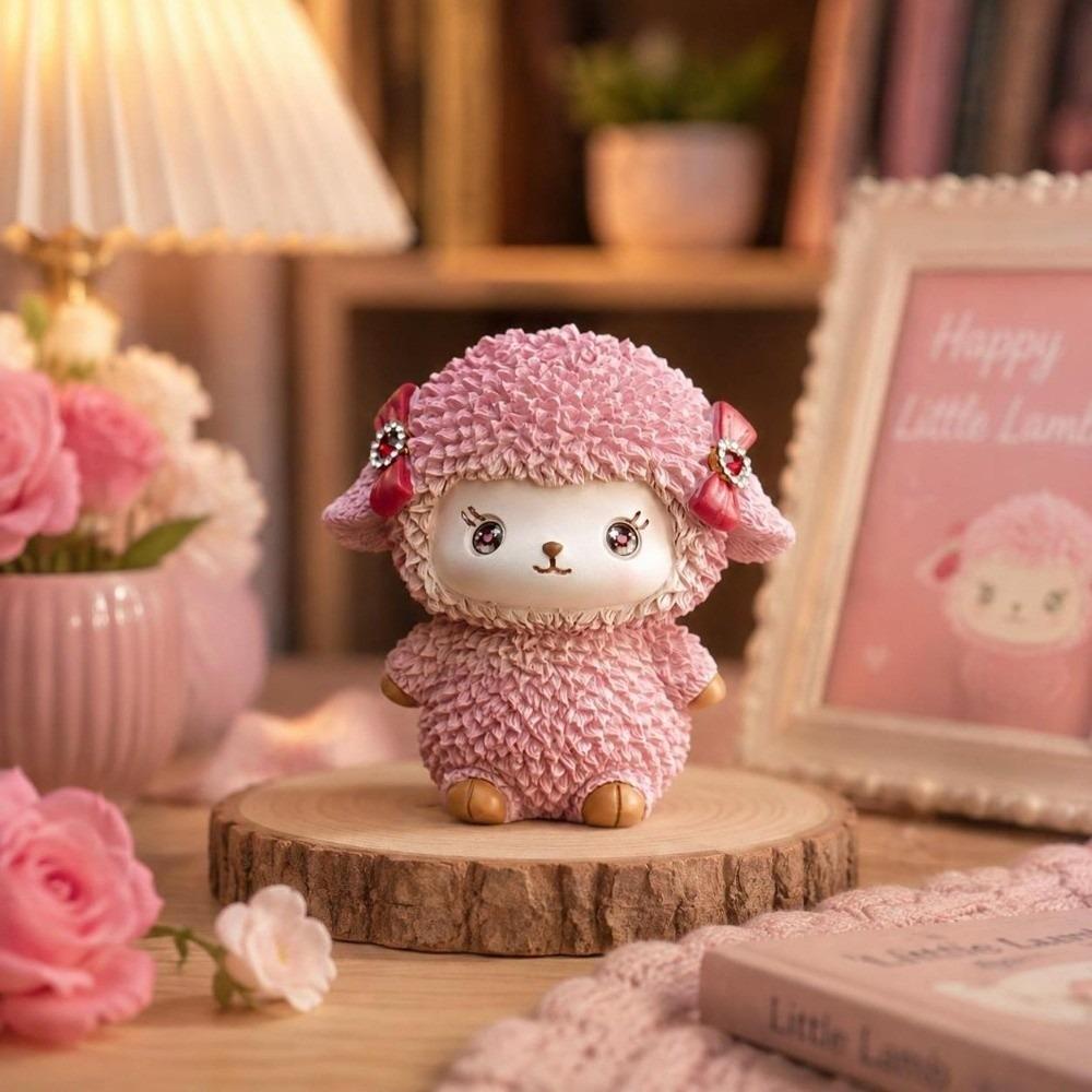 Cute 2027 Lamb Statue Resin Craft Desk Decor Cartoon Sheep Year Figurine Desktop