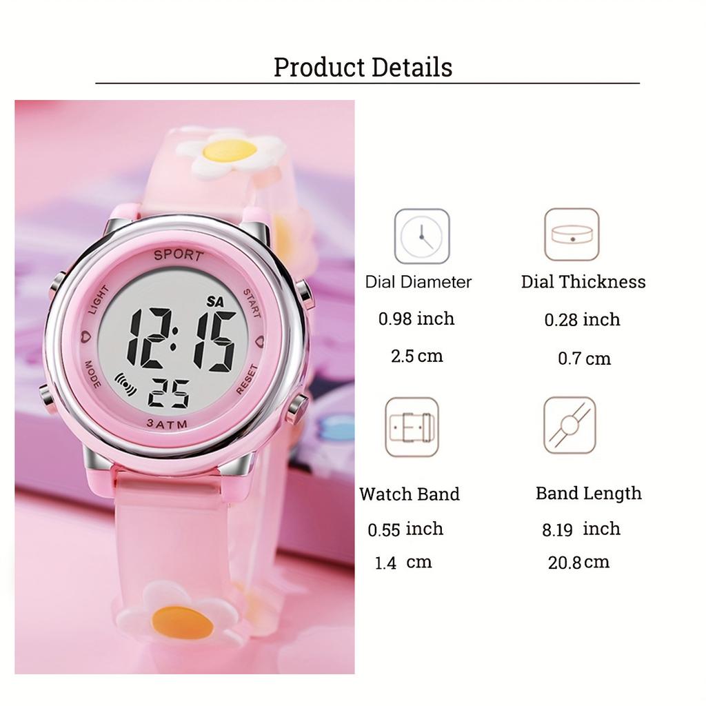 Fashion simple cute cartoon floret electronic watch LED electronic display, suitable for Christmas Halloween gifts