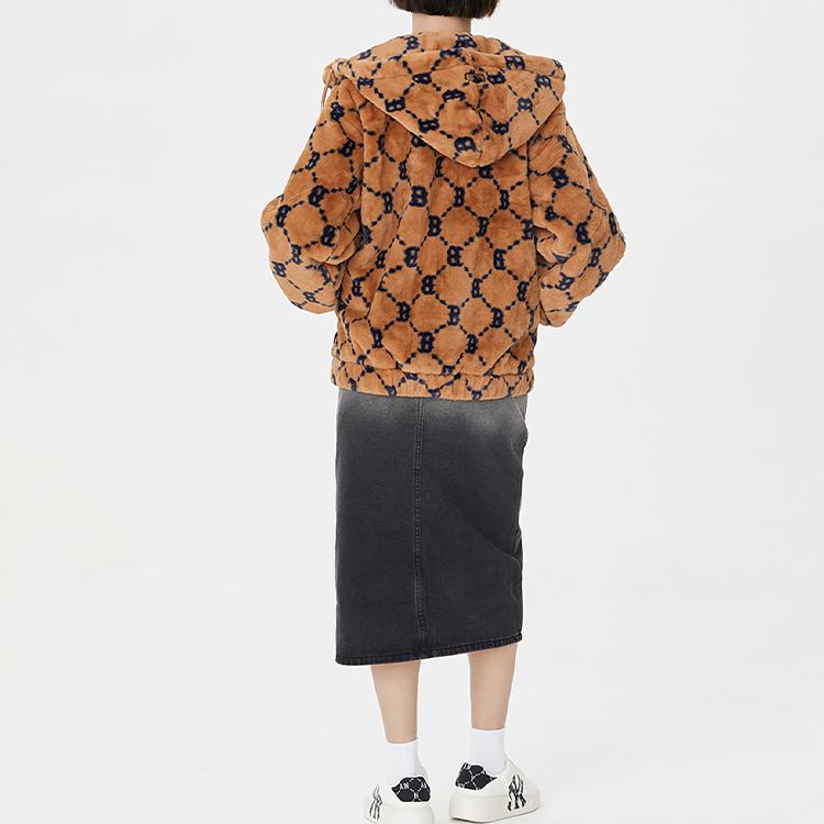 New MLB Velvet Jackets Unisex Beige Yellow 3AFDM0226-43BGS