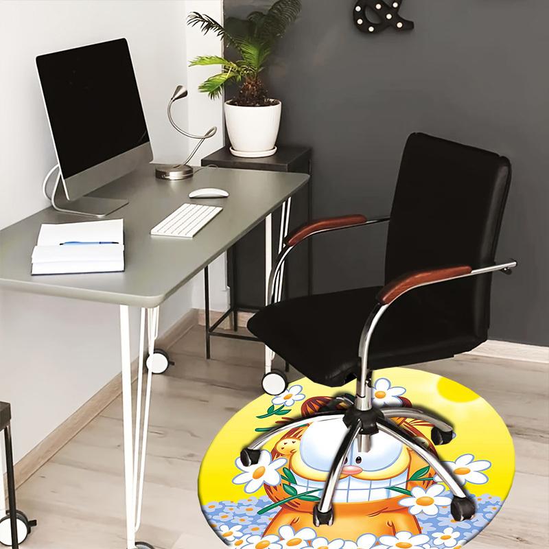 

1pc Garfield with flowers Round carpet, Made of Polyester,Perfect for Decorating Office Chairs, Living Rooms,fplt137 80cm by 80cm