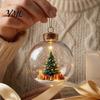 3D Holiday Character Figurines Christmas Faux Crystal Ball Hanging Ornaments with Warm LED Decorative Gift Souvenirs Lights, Luminous Tree Pendant for