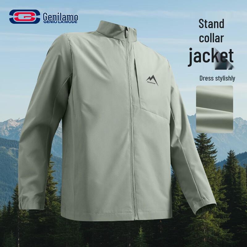 

GENIOLAMODE Men s Casual Stand Collar Jacket M