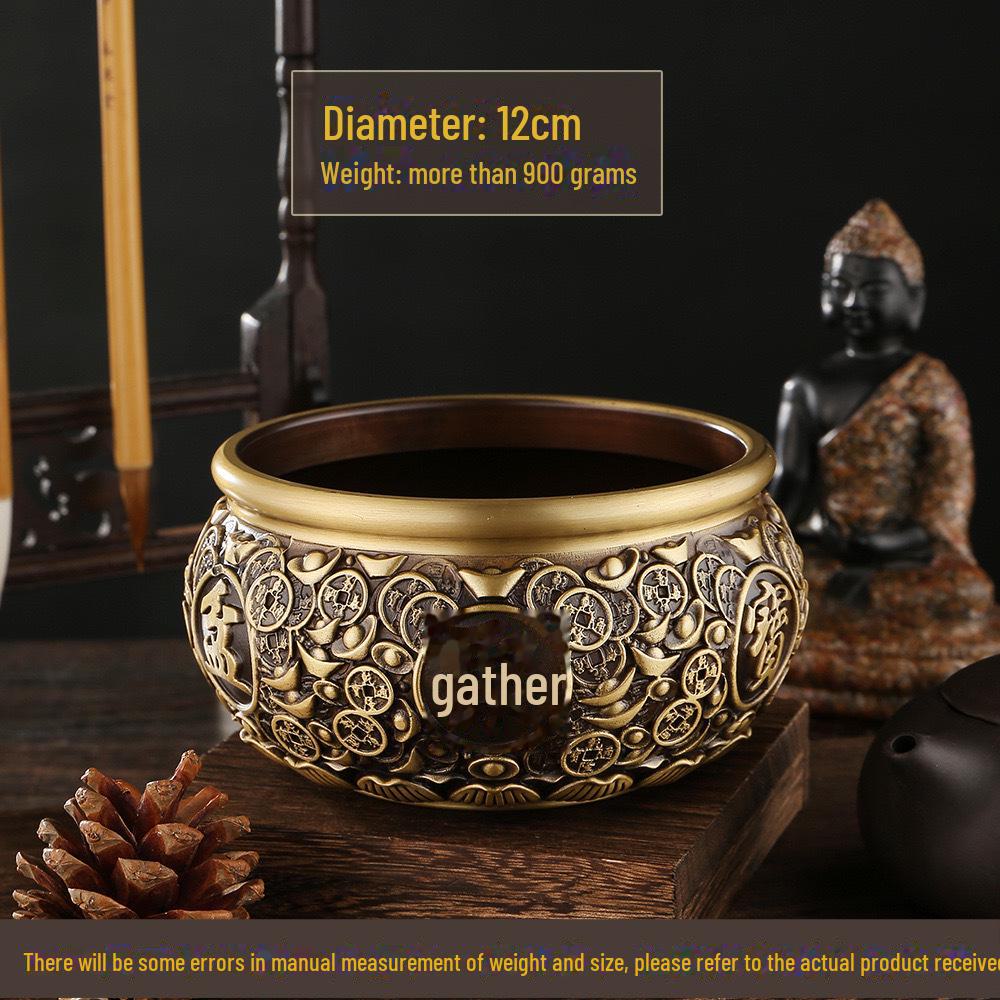 

Большая латунная ретро-копилка-рог изобилия - украшение для офисного стола и подарок