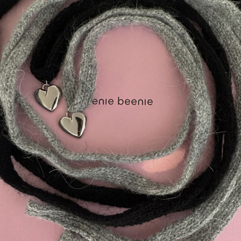 eenie beenie angora soft heart tie necklace