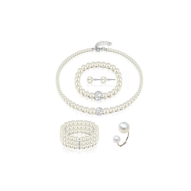 Artificial Pearl Jewelry Set For Women With Heart Water Drop And Bell Designs For Elegant Occasions