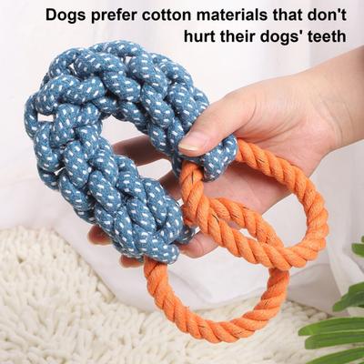 Double-Ring Dog Rope Toy Interactive Tug of War Dog Toy Bite-Resistant Dog Tough