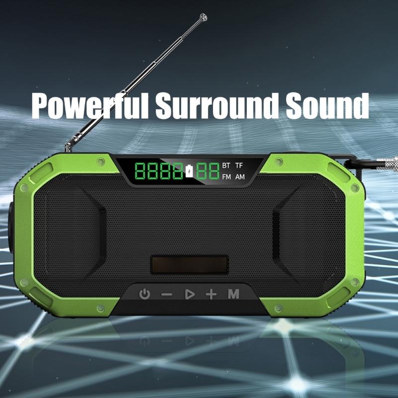 Solar Hand Cranks Radio with FM AM Band Reception Emergency SOS Alarm IPX5 Waterproof for Camping Survival Adventure
