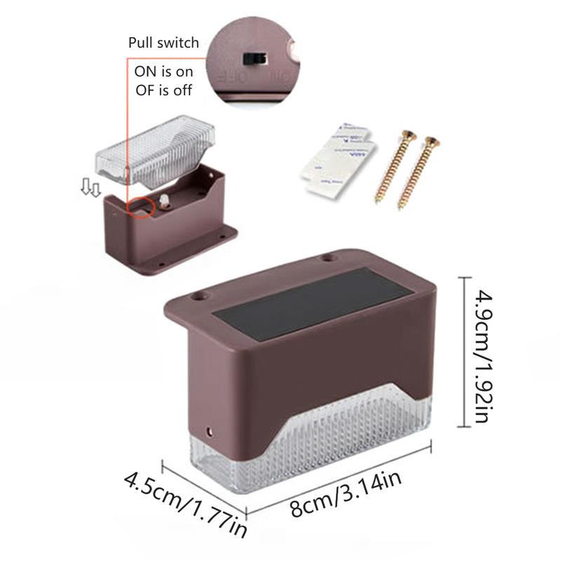 Warm Light Source LED Solar Step Lamp Path Stair Outdoor Garden Lights Waterproof Light Decoration For Patio Stair 4 Pcs