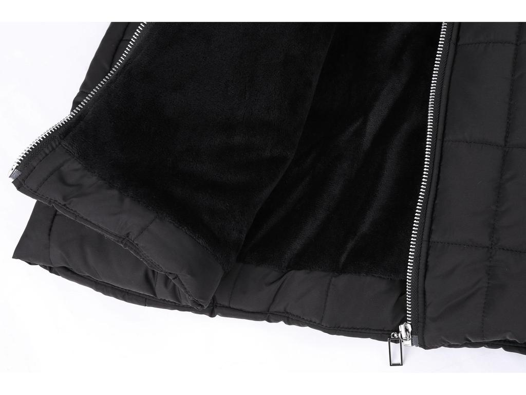 Women's Hooded Long Sleeve Zipper Jacket with Velvet Lining (Winter, Mid-Length, Style 9988)