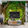 Beautiful Nature Green Forest Wallpaper, Big Tree Jungle Landscape Mural, Bedroom Scenery Office Living Room Decoration Mural