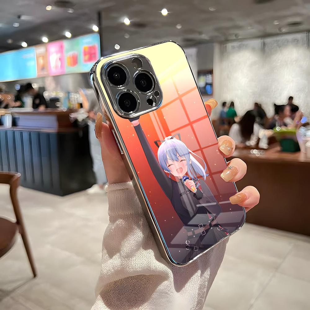 H-Hoshimachi Suisei Phone Case For IPhone 17 Pro Max 15 Pro 16 14 Plus 12 13 Mini 11 Pro Shockproof Electroplated Glass Cover