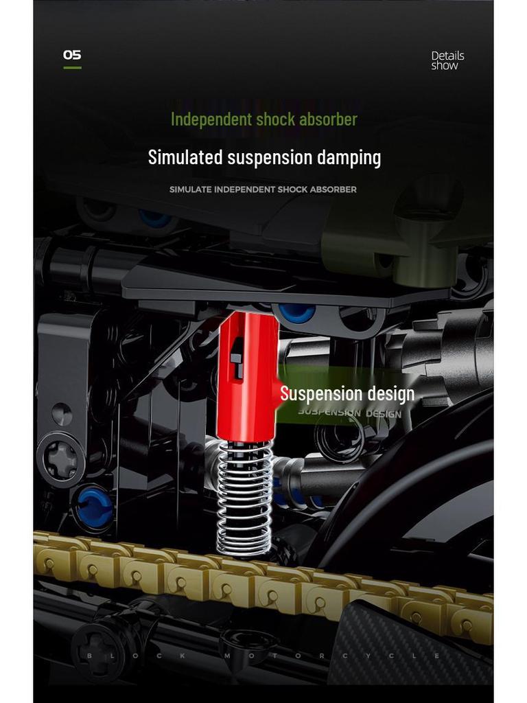 Hanoreton Duke Motorcycle Building Blocks Model - Night Road Edition