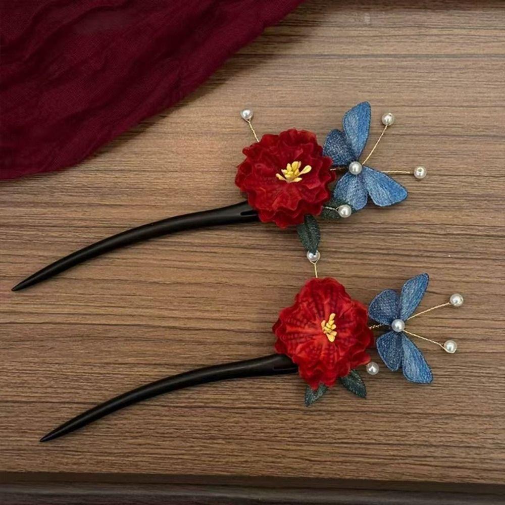 Tassel Wooden Hair Stick Pearl Hanfu Hairpin Classical Bridal Hair Accessories  Hanfu Headwear
