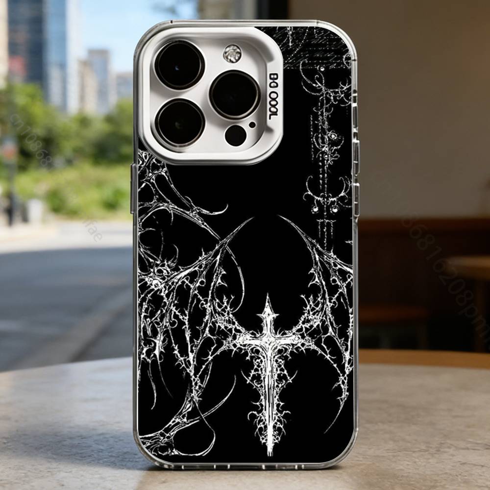 Gothic Cyber Sigil Cross Case for iPhone 16 15 14 13 12 11 Pro Max Plus Air 16E X XR XS Max Hard Shockproof Bumper Cover