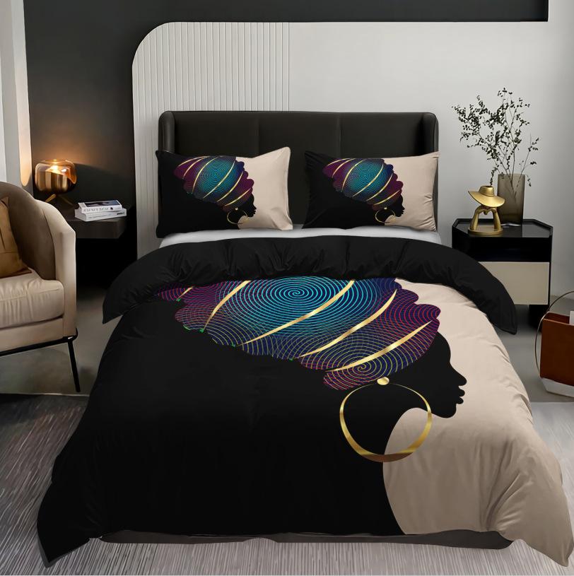 Home Textile Marble Texture Three-Piece Gradual Change Quilt Cover Digital Printing Bedding