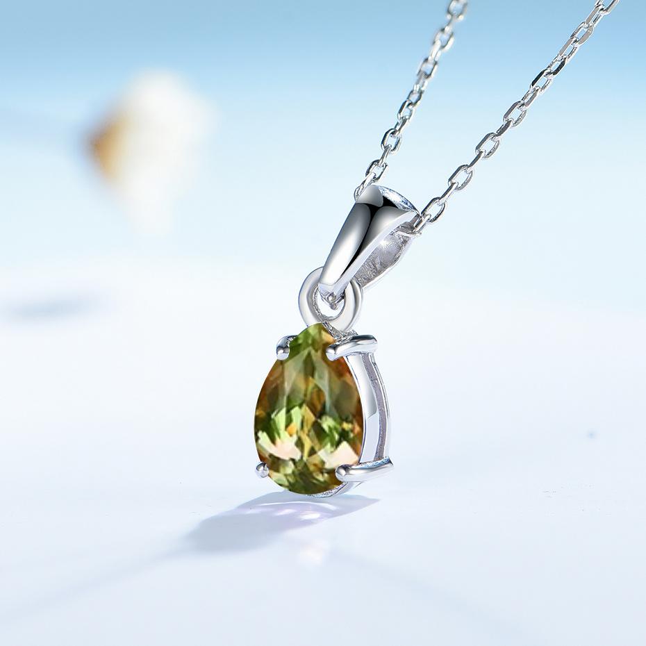 Kuololit Diaspore Gemstone Pendant For Women Solid 925 Sterling Silver Watedrop Necklace For Engagement Party Gifts No Chains