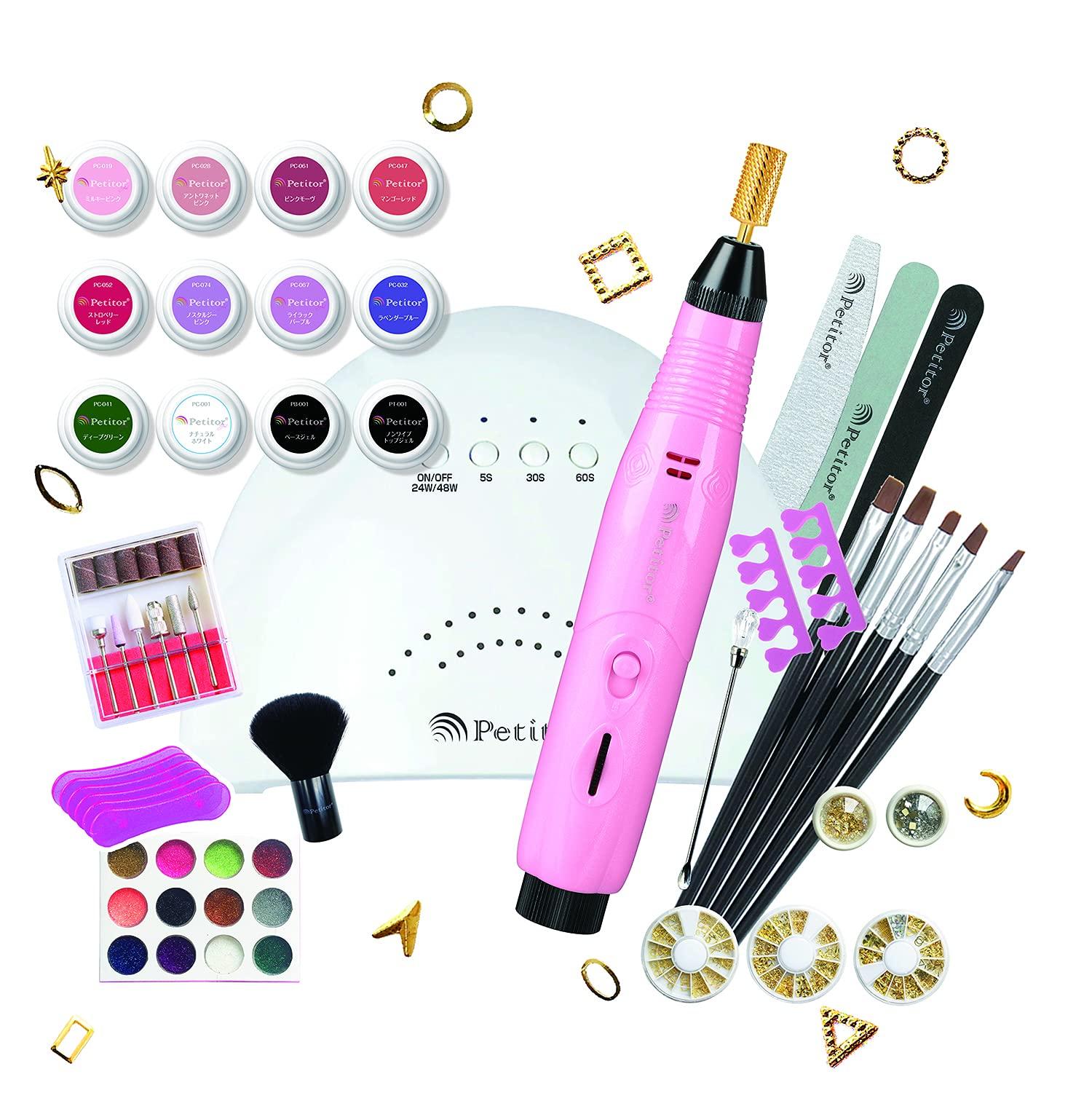 

Gel Nail Starter Kit with 10 Nail Light Gel Nail Special UV LED Base Top Dust Nail Gel Nail Gel Nail Starter Set Colors, Machine, (Petitoru), Set,