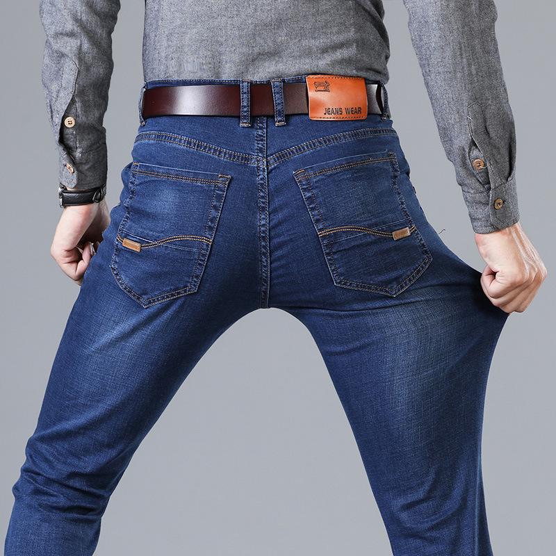 Men's Mid-waist Jeans Popular Fashion Jeans Spring and Autumn Men's Versatile Straight Elastic Long Trousers