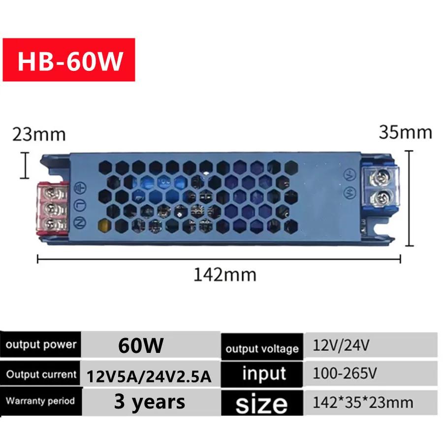 Ultra Thin Lighting Transformer 220V To DC12V/24V 45W 60W 100W Home Furnishings Driver Converter LED Strip Power Supply Adapter