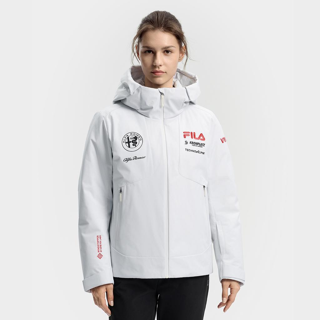 Fila Ski Series Classic Minimalist Casual Sports Versatile Warm Protective Hooded Down Jacket Women Outerwear Jade-White A11W546908FWT