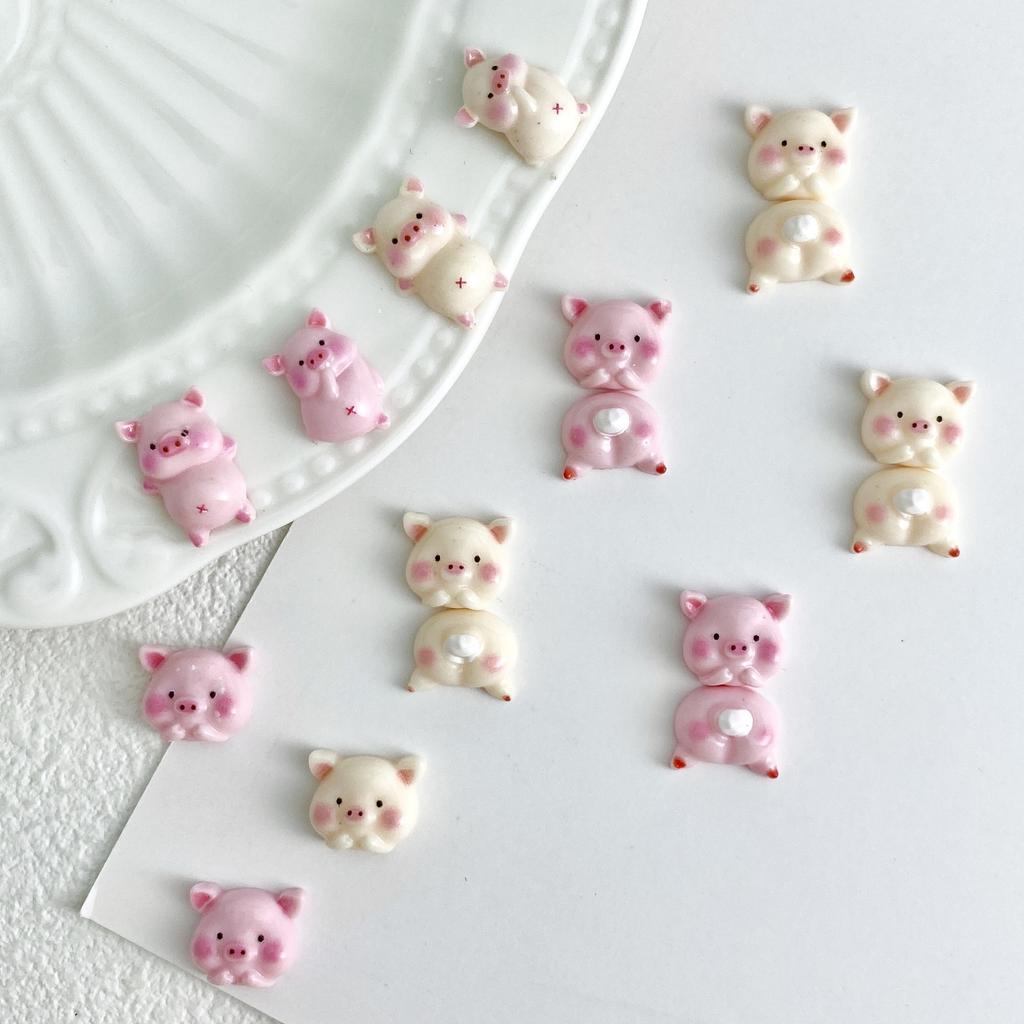 New Cute Cartoon Happy Pig Head Pig Butt Nail Art Accessories Handmade DIY Phone Case Hairpin Parts Materials