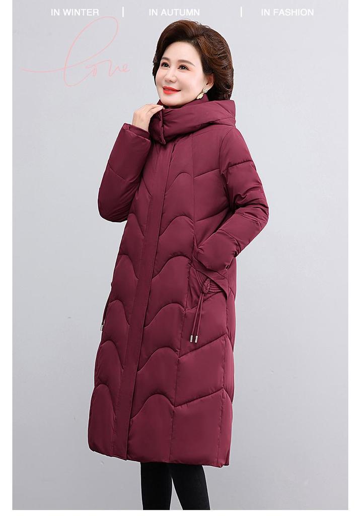 Women's Winter Long Down Cotton Jacket: Over-the-Knee, Mid-Aged & Elderly, Plus Size Thickened Padded Coat