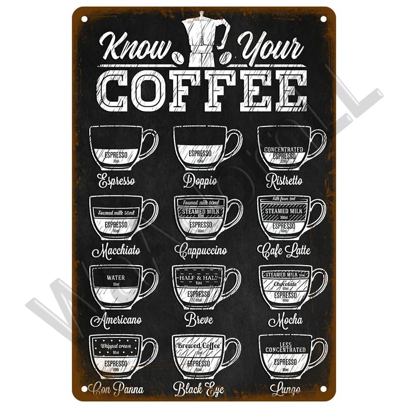 Vintage Blechschild Plakette Metallplatte Wandkunst Poster Metallschild Retro Dekor Kaffee für Küche Bar Café Zimmer Retro Eisenmalerei