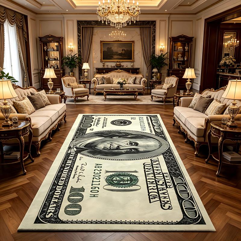 Colorful Creative Dollar Money Print Carpet Mat Rug Large Area Bedroom Entryway Non-Slip Stain Resistant Home Decoration