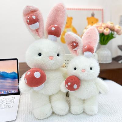 Internet-Berühmtheit neue Pilz-Hase Plüschtier niedliches kleines weißes Kaninchen Puppe Ohren können gebogen werden und Kindergeschenk Stoffpuppe