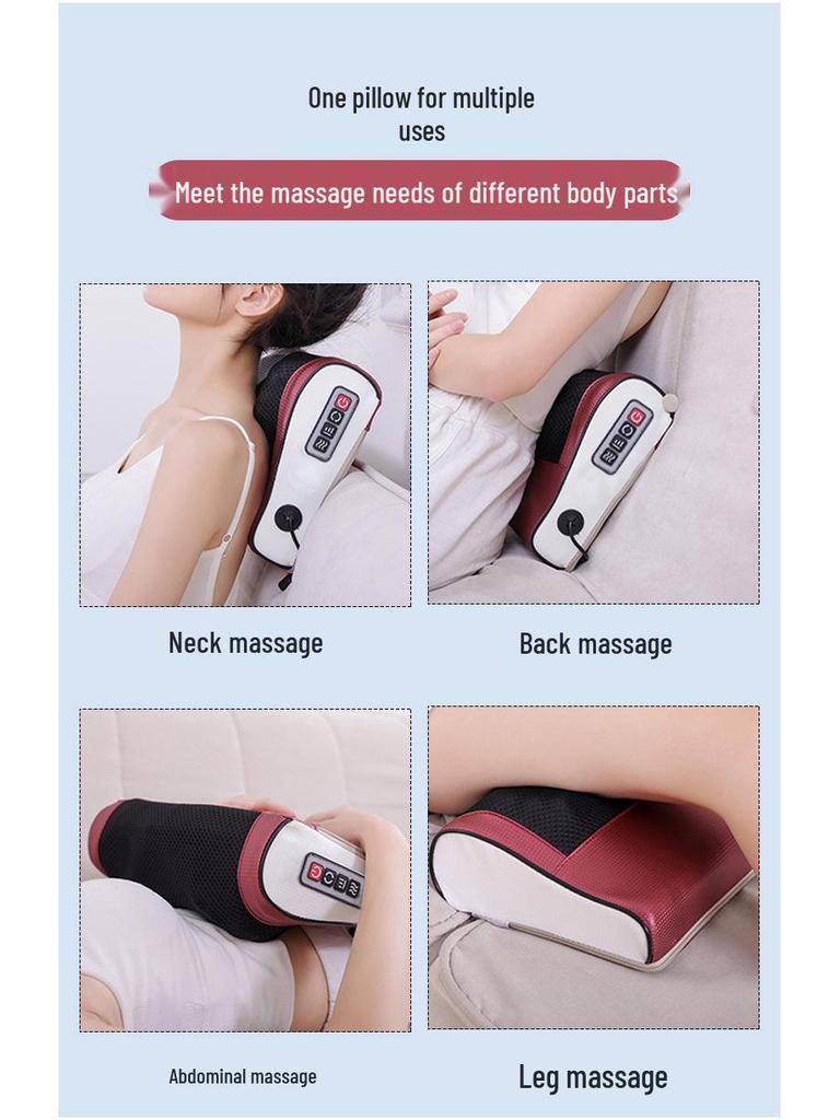 Cervical & Neck Massager: Multifunctional Heated Pillow for Shoulder, Waist, and Back - Dual Use for Car and Home