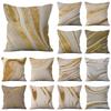 Modern and Simple Nordic Style Marble Pillowcase Brown Gold-edged Cotton Linen Printed Home Pillow Cushion Cover