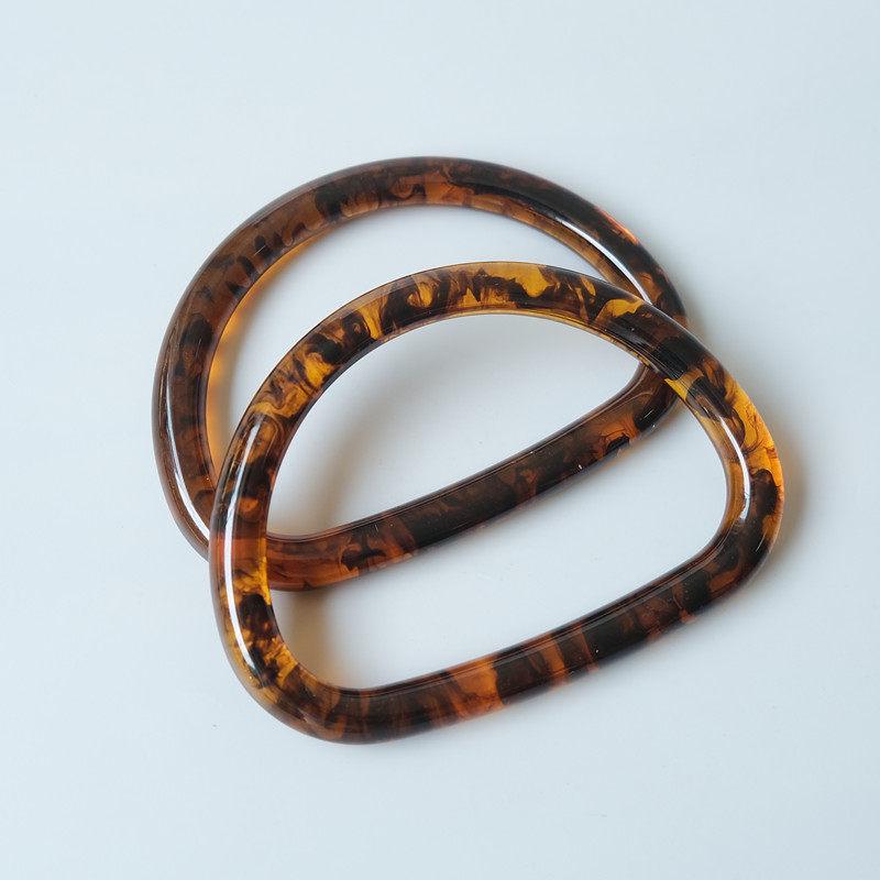 12 см Ретро Цветной Блок Акриловая Ручка/Браслет для Сумки - Янтарно-Зеленый D-образной Формы Ручная Работа Смола DIY Материал