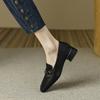 2025 New Versatile Single Shoes Thick Heel British Small Leather Shoes Genuine Leather Medium Heel Women's Shoes One Pedal Loafers Women