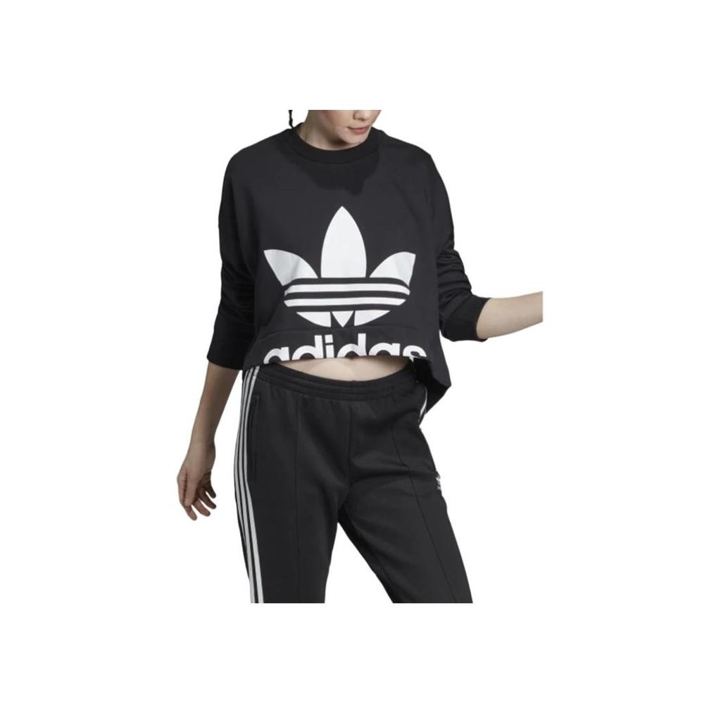 Adidas Originals Round Neck Pullover Cropped Sweatshirt Women sweatshirt Black ED4775