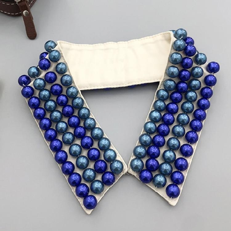 Elegant Pearls Beaded Bib Faux Collar Half Shirt for Women Lapel False Collar Detachable Collar Neckline Choker Necklace