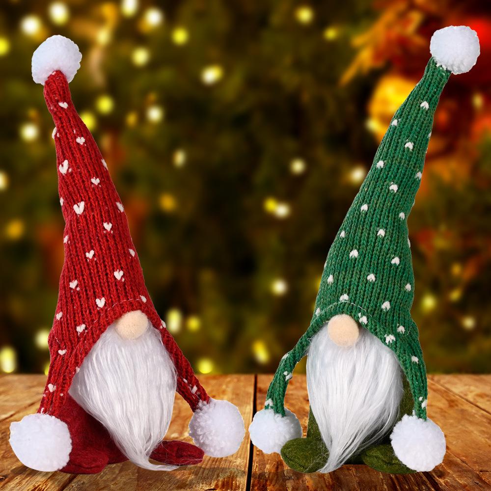 New Christmas Nordic Forester Knitted Hat Sitting Doll Ornaments Rudolph White Beard Faceless Doll