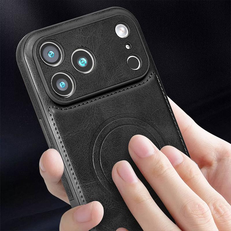 Luxury PU Leather Magnetic For Magsafe Phone Case For iPhone 12 13 14 15 16 17 Pro Max 17 Air Wireless Charging Shockproof Cover