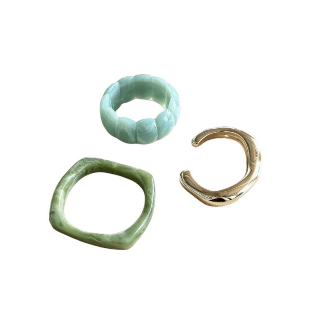 3Pcs/Set Stackable Irregular Waves Bangle Chunky Cuff Bangle Boho Bangle Bracelet for Women