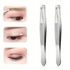 Stainless Steel Non-slip 9cm Eyebrow Tweezers - Flat & Angled Tip for Hair Removal and Shaping