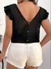 Plus Size Women's Lace Patchwork Button-Decorated Short Sleeve Top