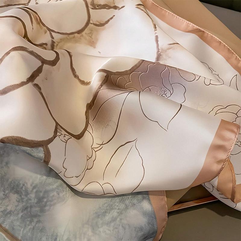 2024 Design Fashion Print Satin Square Silk Scarf for Women Hand Bag Wrist Wraps Lady Scarves Shawl Neckerchief Foulard Luxury