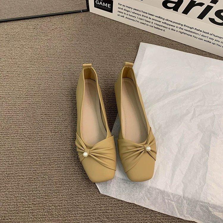 French Square Head Shallow Mouth Flat Shoes 2025 Spring New Late Evening Breeze Gentle Pregnant Women Soft Sole Single Shoes Popular Women's Shoes