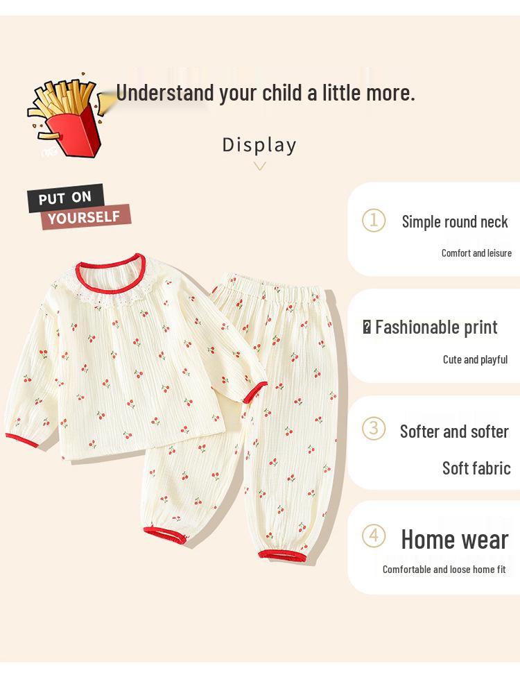 Conjunto de Pijama de Algodão de Manga Comprida para Meninas Primavera & Outono 2025