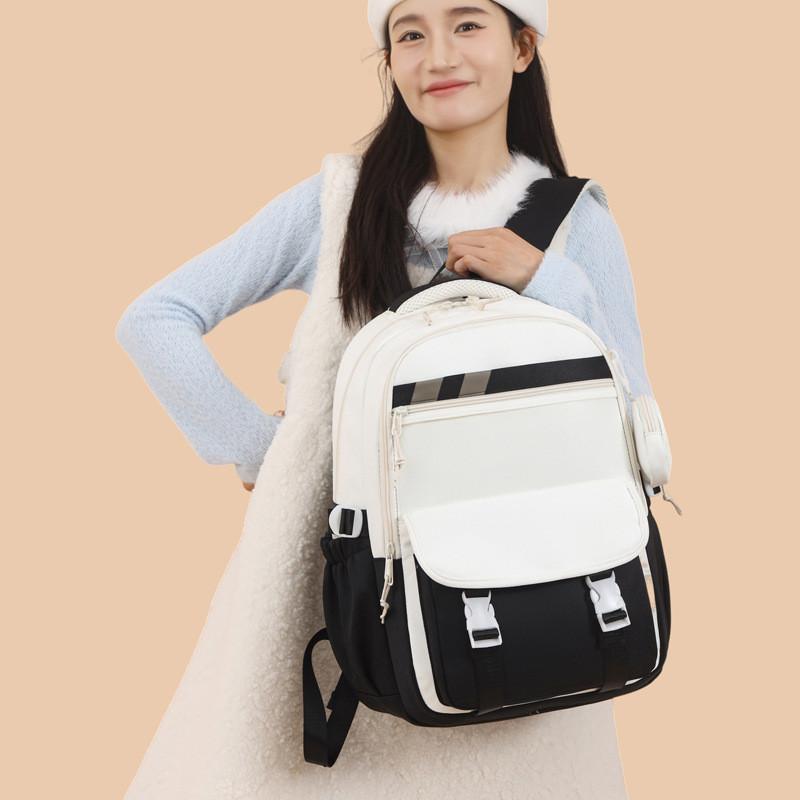 Casual Large Minimalist Capacity Backpack With Color Blocking Design For Daily