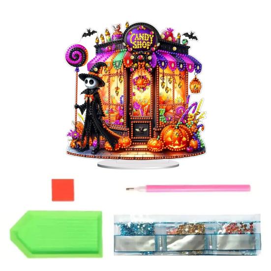 Halloween Rhinestone Painting Kit DIY Special Shaped Rhinestone Desktop Ornaments Halloween Themed