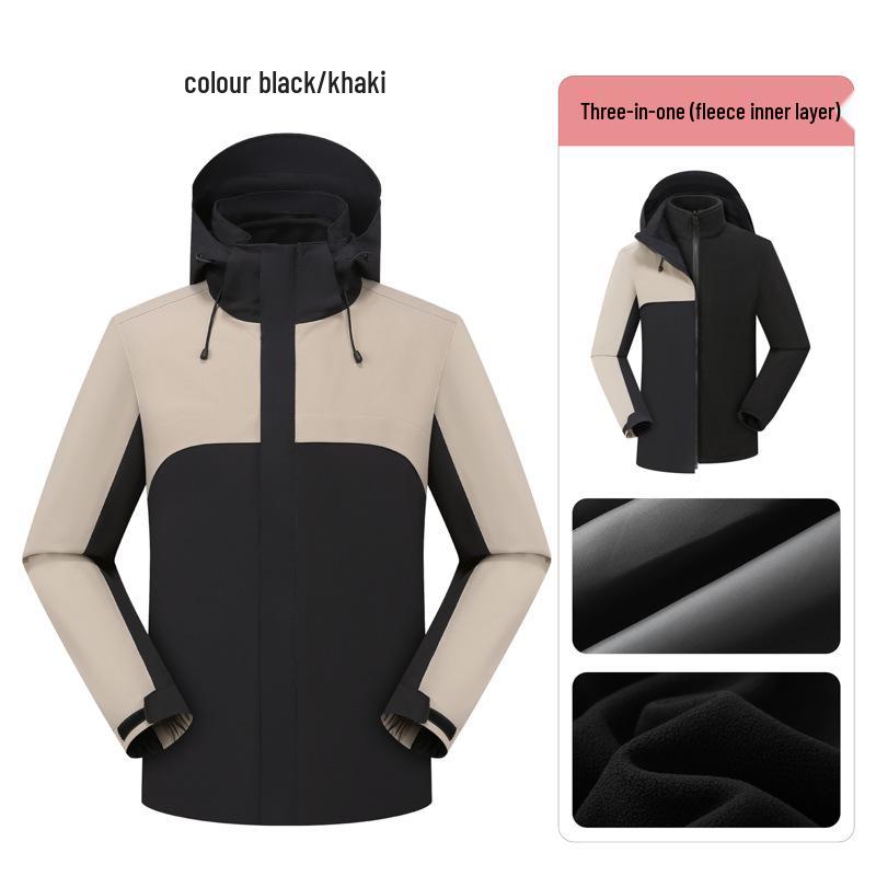Anpassbares Team Windbreaker Set: Outdoor Drei-in-Eins mit Logodruck und herausnehmbarem Daunenfutter